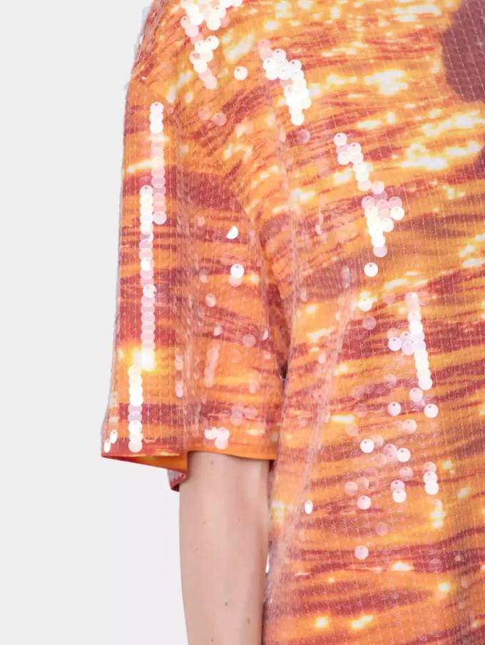 T-shirt mini dress in cotton and sequins