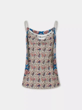 Tank top in printed satin