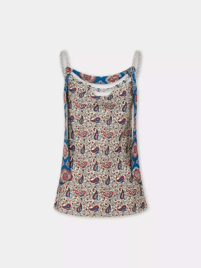 Tank top in printed satin