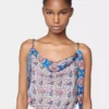 Tank top in printed satin