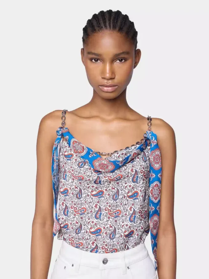 Tank top in printed satin
