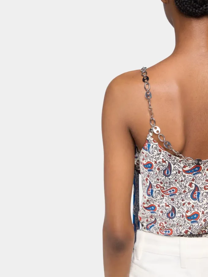 Tank top in printed satin