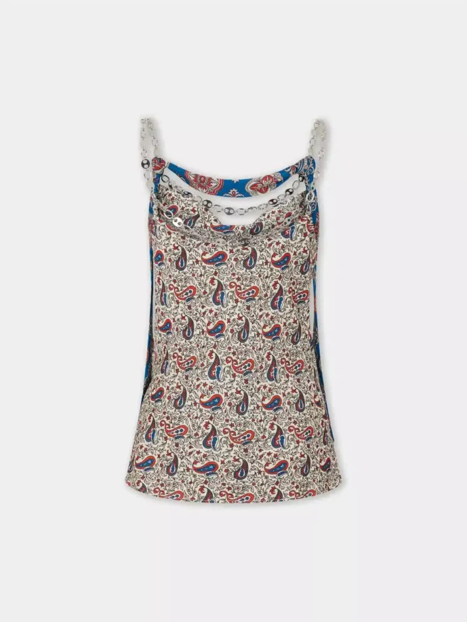 Tank top in printed satin