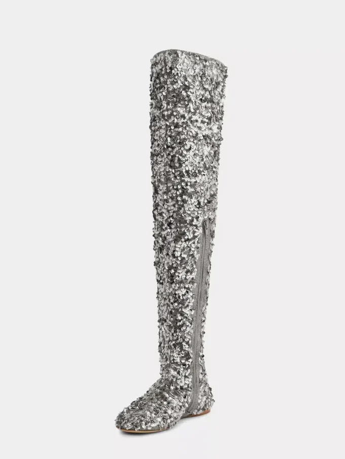 Thigh boots with sequins