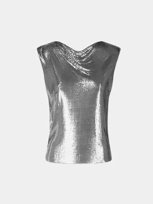 Top in a silver mini mesh Top in a silver mini mesh