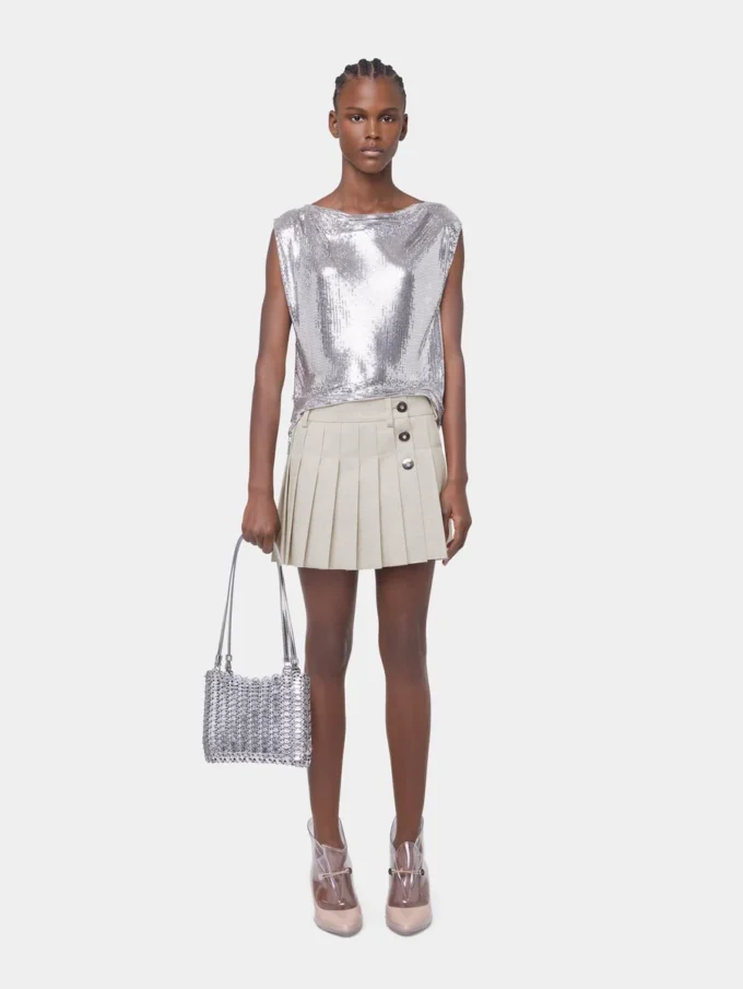 Top in a silver mini mesh Top in a silver mini mesh