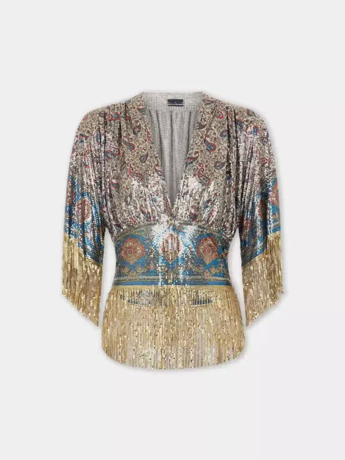 Top in printed mesh