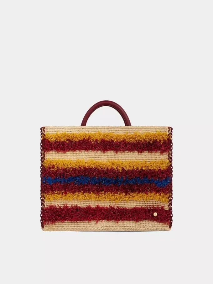 Tote bag in raffia with straps