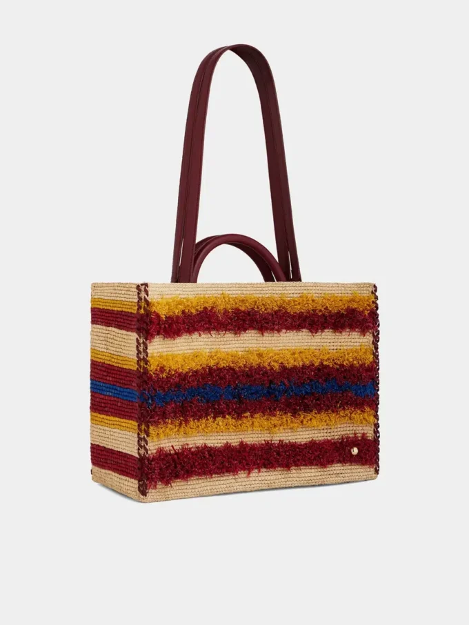 Tote bag in raffia with straps