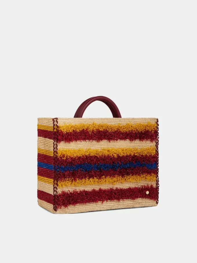 Tote bag in raffia with straps