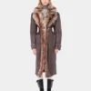 Trench coat with fake fur trims