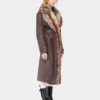 Trench coat with fake fur trims