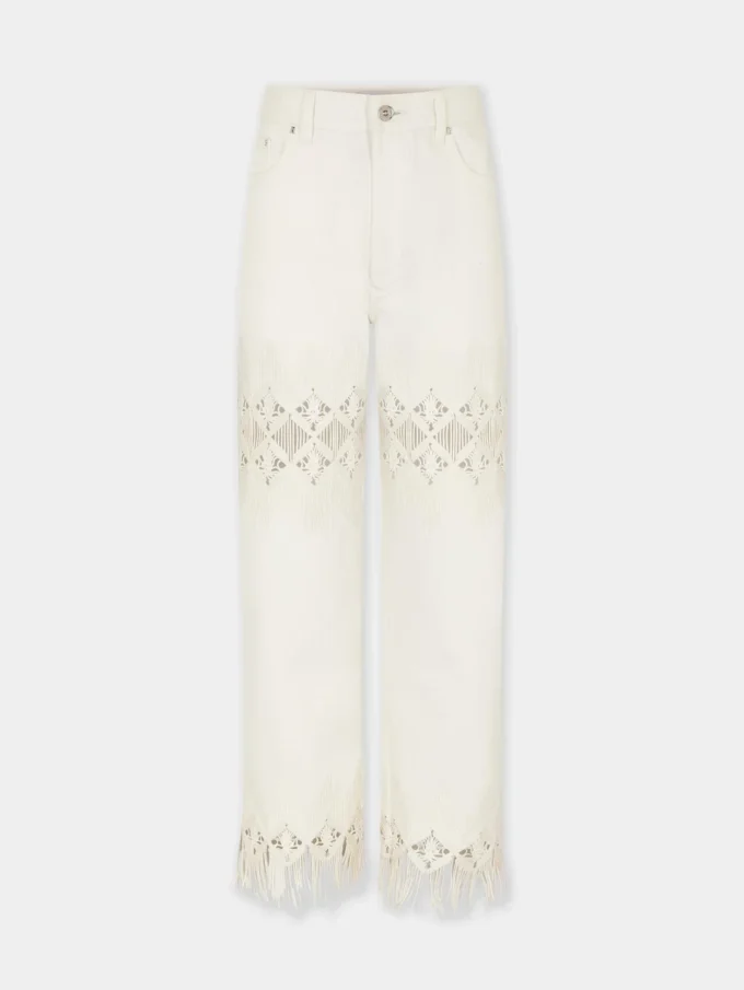 Trousers in denim with embroidery details
