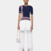 Trousers in denim with embroidery details