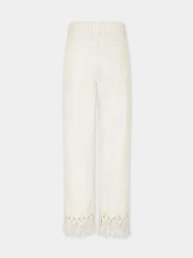 Trousers in denim with embroidery details