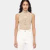 Turtleneck sleeveless top in brushed knit