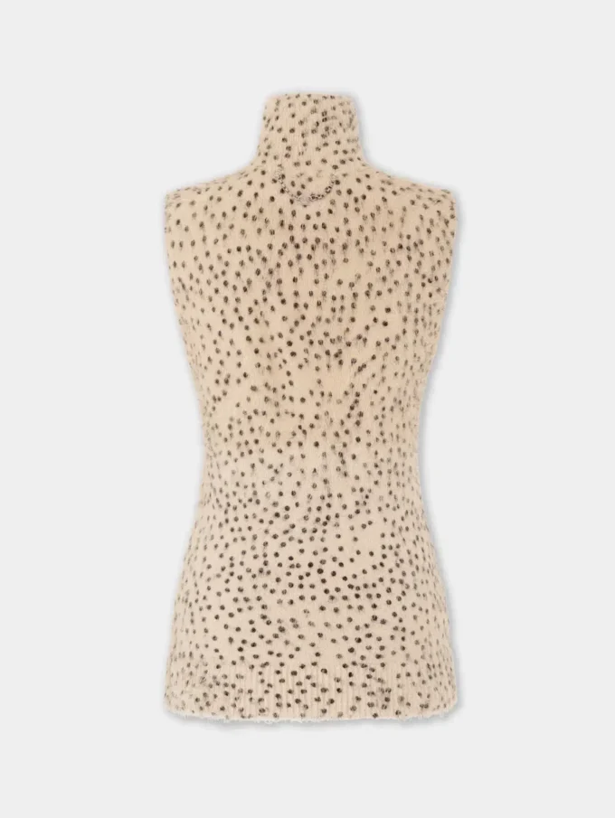 Turtleneck sleeveless top in brushed knit