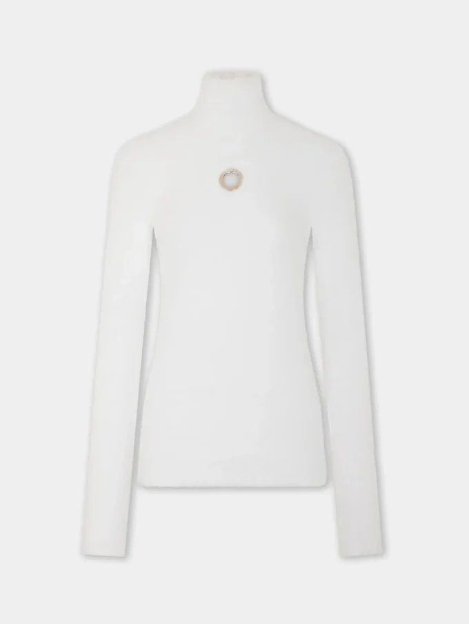Turtleneck top in brushed knit