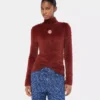 Turtleneck top in brushed knit