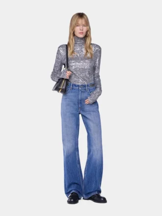 Turtleneck top in sequins