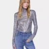 Turtleneck top in sequins
