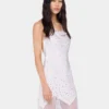 White long dress sleeveless in muslin and satin