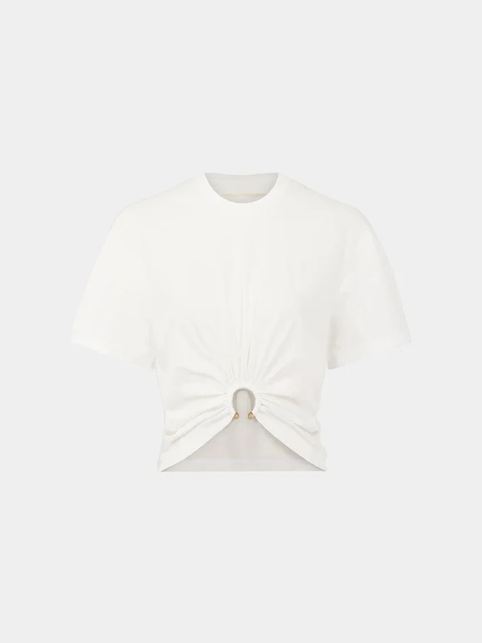 White t-shirt with piercing