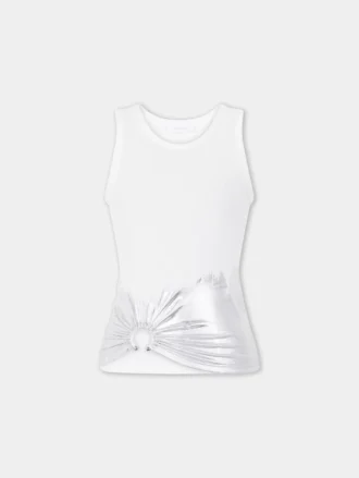 White tank top piercing in ribbed jersey